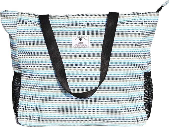 ESVAN LARGE BEACH BAG Water Resistant Lightweight 20 inch Women Oversize Tote Bag for Gym Beach Travel Pool Yoga Nurse