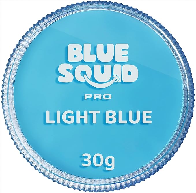 Blue Squid Face Paint Water Based Single Cake Professional Face Paint & Body Paint - Water Activated, Kids Adults Face Painting for Costume, Halloween Makeup, Cosplay - Light Blue Face Paint 30g