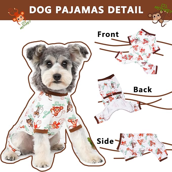 Dog Pajamas Spring Summer Dog Clothes for Small Medium Dogs Girl Boy Cute Soft Puppy Pjs Clothes Doggie Onesies Cat Pet Jammies Outfit (Brown,S)