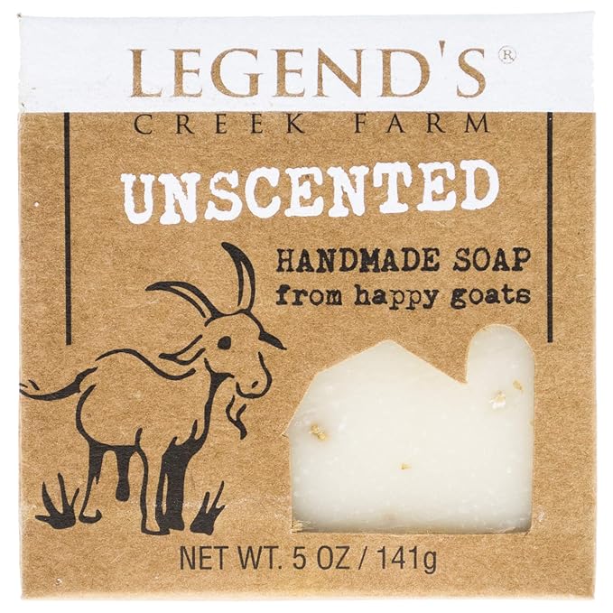 Legend's Creek Farm Goat Milk Soap - Cleansing Moisturizing Bar for Hands and Body - 5 Oz Creamy Lather, Nourishing, Gentle Natural Soap for Sensitive Skin, Handmade in USA (Unscented, Pack of 1)