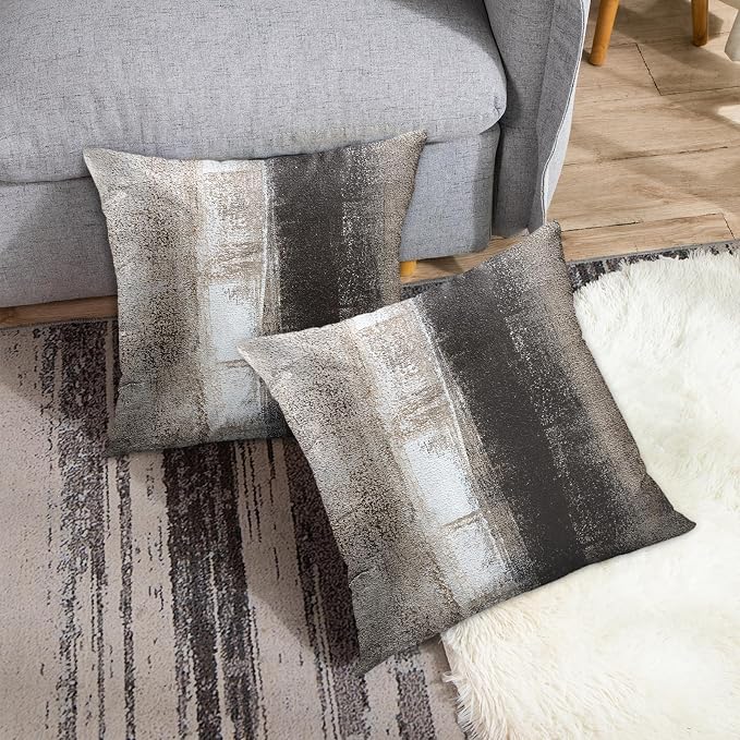 Emvency Throw Pillow Covers Set of 2, 18 x 18 Inch, Abstract Retro | Painting Beige Outdoor Decorative Square Pillow Cases Couch Cushion Case for Couch Bed Sofa Living Room Home Decor