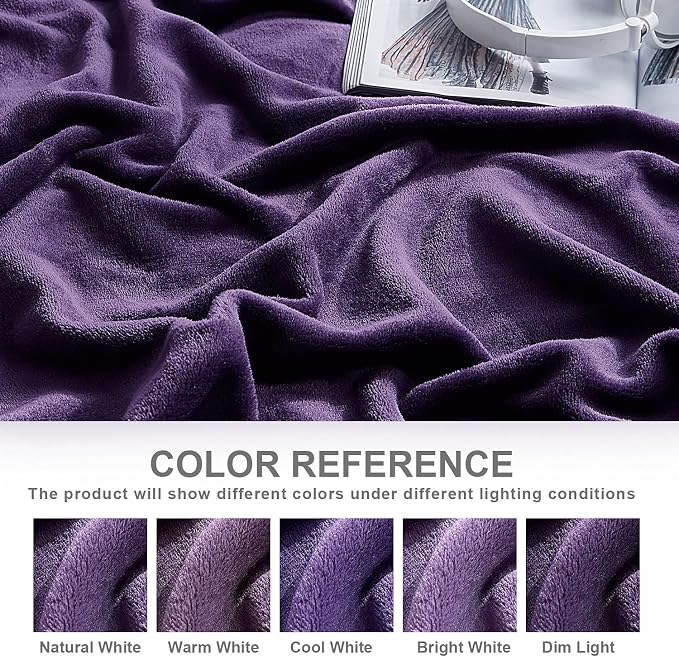 Hansleep Throw Purple Fleece Blanket, Soft Flannel Bed Blanket | Fuzzy Cozy Blanket 50x60 Inches, Multi-use for Bed, Sofa, Couch, Travel, Camping, All Season Warm Lightweight Cover