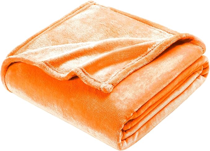 DREAMNINE Super Large Soft Fall Fluffy Fleece Bed Blanket King Size 90" x 108", Luxury Decorative Fuzzy Halloween Blanket for Bedroom,Big Cozy Shaggy Warm Flannel Blankets for Winter Autumn Pet,Orange