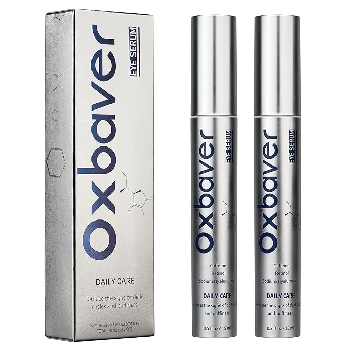 Eye Bags Treatment for Men, Caffeine Eye Serum for Men with Cooling Roller, Mens Eye Cream for Dark Circles and Puffiness, Under Eye Cream for Men, 2-Pack