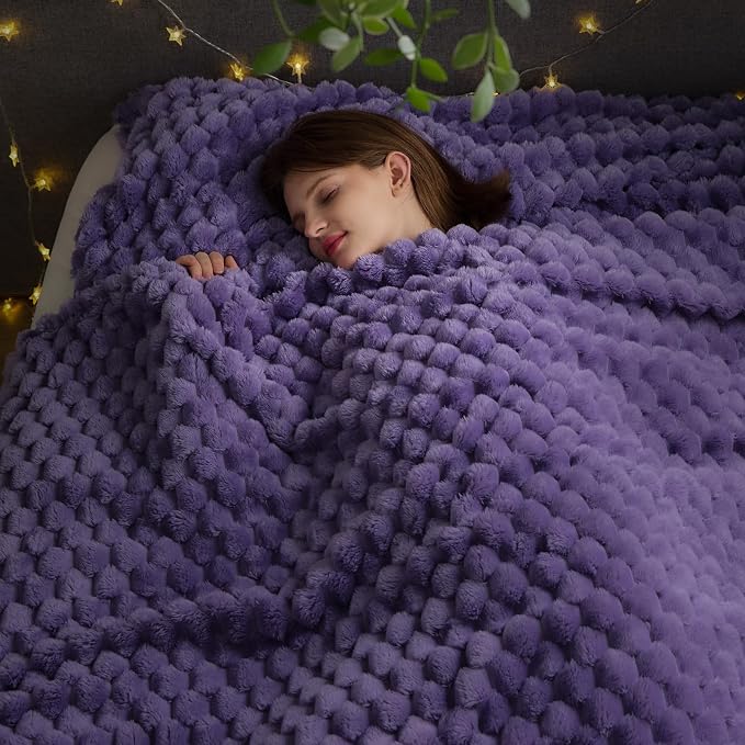 NEWCOSPLAY Fleece Clouds Cozy Queen Blanket for Couch, Lavender, 90"x90" | Premium Silky Flannel Blanket, Soft Lightweight Fluffy Throw Blanket for Bed Sofa Decor, Gift for All Season Use