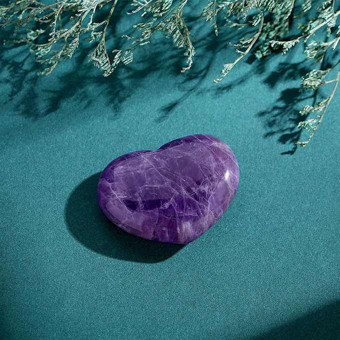 MAIBAOTA 45 mm Amethyst Crystal Rock Large Heart Stone Healing Crystals Gifts for Women Natural Reiki Gemstone Polished Heart Shaped Rocks Meditation
