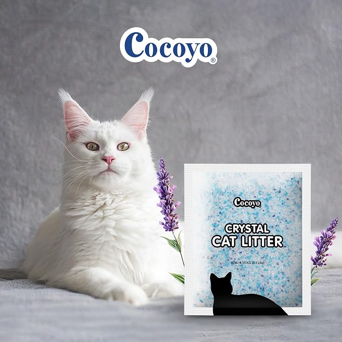COCOYO Lavender-Scented Crystal Cat Litter I Silica Gel Cat Litter – 17.2 Lbs Value Pack (4.3 Lbs x 4)