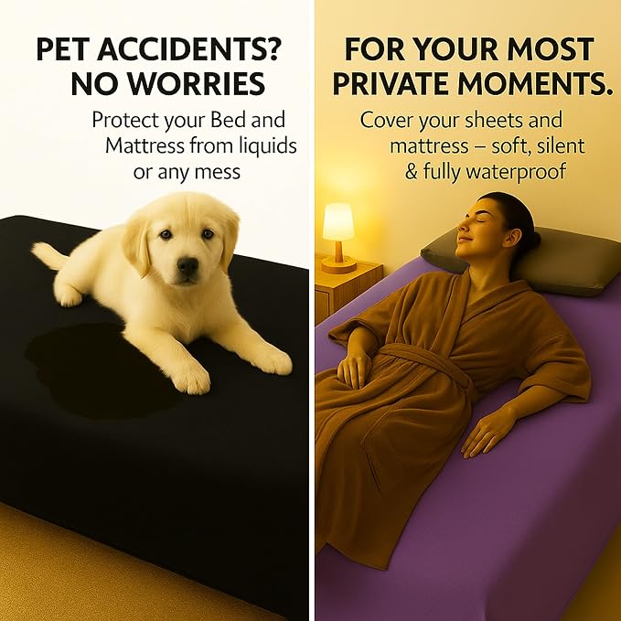 Waterproof Blanket for Bed & Couch Protection, Purple/Black, 80"x90" | High-Density Heavy-Duty Material – Ultra-Soft & Durable Soft Fleece, Leakproof, Reversible, Silent No-Crinkle Design