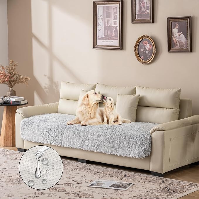 Dogs/Cats Bed Mats, Dog Pad Washable Removable Couch Cover with Anti-Slip Back, Plush Long Fur Mat, Perfect for Small, Medium and Large Dogs.(Magic Gray, 30"x80")