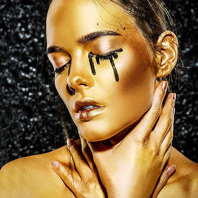 MEICOLY Cream Gold Face & Body Paint, 2.1oz Smudge-proof, Washable Full Body Paint for Adults & Kids - Halloween SFX, Christmas Highlight Makeup