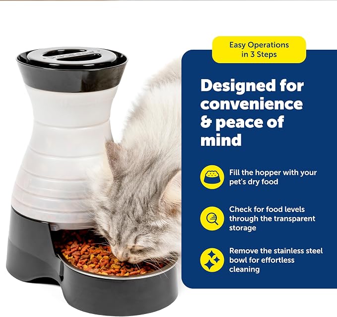 PetSafe Healthy Pet Food Station - Automatic Indoor Gravity Cat & Dog Feeder - Space-Saving Self Feeder - Easy to Clean - Small - Up to 2 lb Kibble Capacity (Pack of 2)