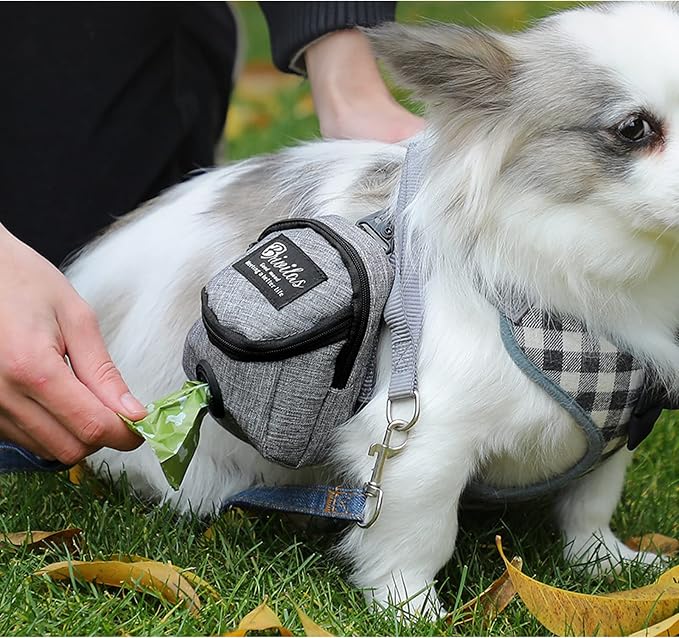 FuninCrea Dog Treat Pouch Bag, Dog Treat Bag with Built-in Poop Bag Dispenser Dog Training Treat Pouch for Walking Oxford Cloth Dog Training Bag for Travel Outdoor Training (Grey)