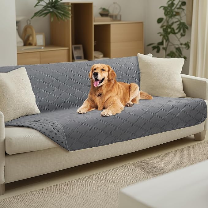 Luciphia Waterproof Couch Cover for Dogs, Non-Slip Pet Sofa Protector | Non-slip waterproof couch cover scratch-resistant machine washable protects sofa bed, Light Grey, 52" x 82"