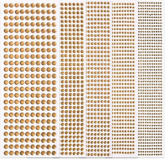 3555pcs Self Adhesive Face Gems for Makeup, Festival Jewels, Hair Gems, Rhinestone Stickers for Face, Eye, Makeup, Nail, Body, Crafts 5sheets (champagne-3/4/5/6/8mm)