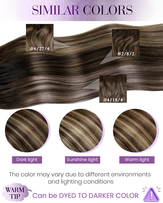 LaaVoo I Tips Hair Extensions Real Human Hair Balayage Dark Brown to Caramel Brown Itip Hair Extension Long Straight I Tip Extensions Human Hair 24" 50g