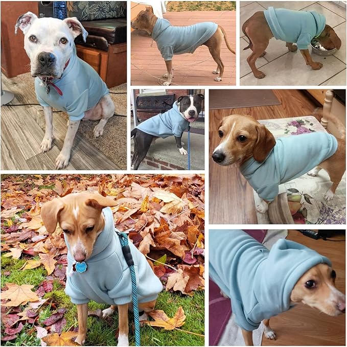 BINGPET Dog Hoodie for Large Dogs, Soft Pullover Pet Sweater | Warm Dog Sweatshirt Clothes, Winter Hooded Outfit for Girl Boy Dogs Puppy, French Pitbull Cold Weather Coats Wear, Blue XXL