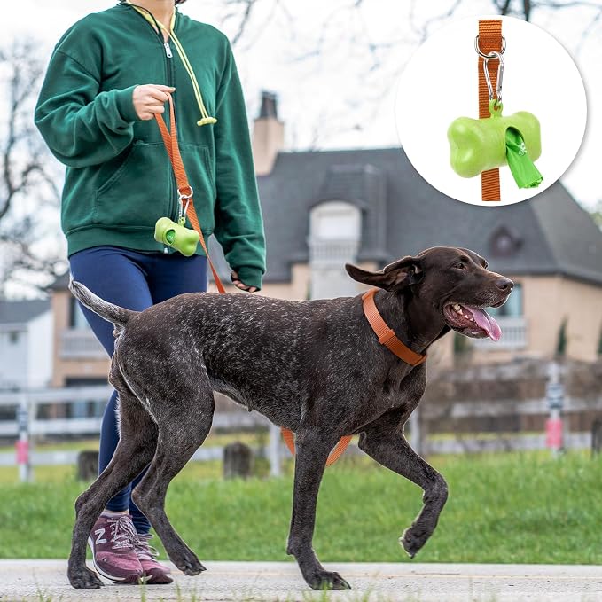 azuza Nylon Fall Dog Collar and Leash Set, Strong & Durable Basic Style Leash with Easy to Use Collar Hook, Available in Multiple Lengths for Medium Dogs, Rust Orange,M