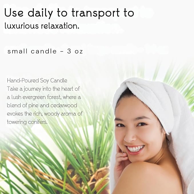 Nabila K – Pine & Fir - Soy-Based Candle – Fragrant Fir, Cedarwood, Pine, Patchouli, Garjun Balsam - Hand-Poured - Cotton Wick - Aromatherapy Candle w/Essential Oils - Made in USA - 3 oz