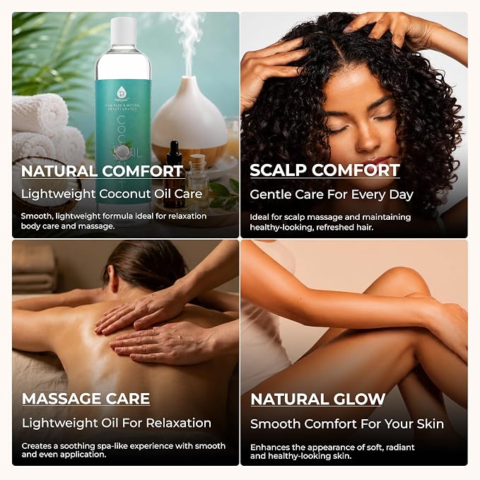 Pursonic Pure Unscented Fractionated Coconut Oil - 16 Oz Multipurpose Oil for Skin, Hair, Body Massage & Makeup Removal - Carrier Oil for Essential Oils and Aromatherapy