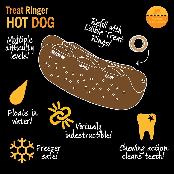 Starmark Treat Ringer Hot Dog Toy for Small Dogs (Pack of 2)