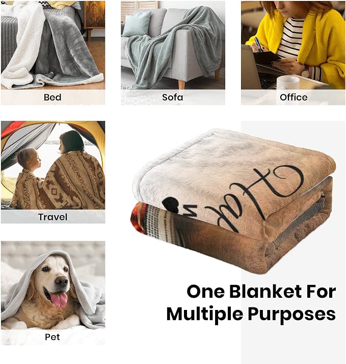 Custom Blanket with Text Picture Collage, Customized Throw Blankets | Personalized Christmas Birthday Anniversary Wedding, Personalized Photo Blankets Gifts for Mom from Daughter Son