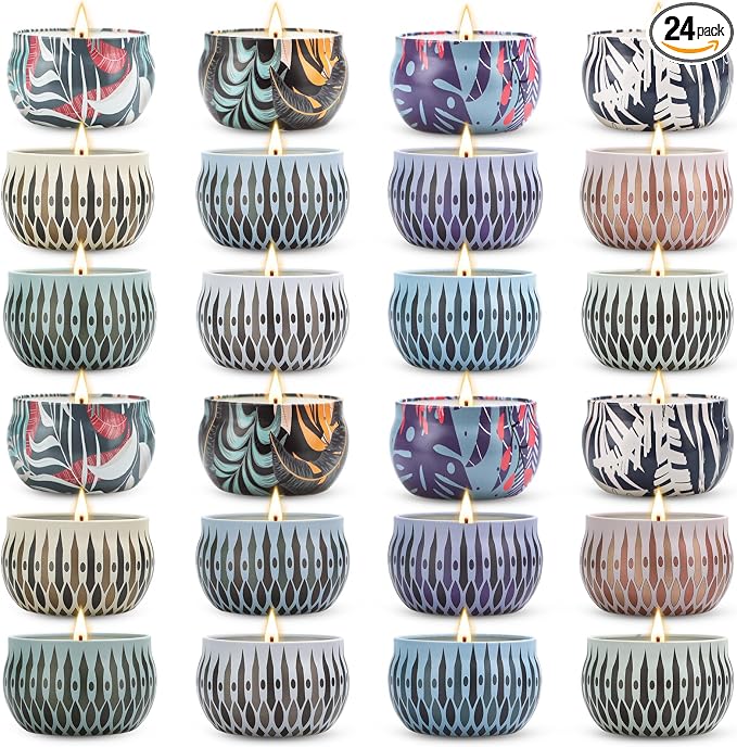 Scented Candles Gifts Set, 24 Pack Candles for Home Scented, Long Lasting Soy Wax Aromatherapy Candle Gifts for Women, Gift for Birthday, Holiday