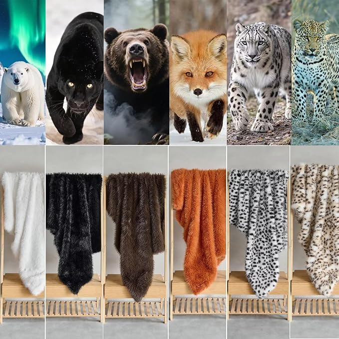 Luxury Fluffy Faux Fur Throw Blanket,Thick Fluffy Silky Fuzzy Cozy Blanket,Plush Blankets for Couch, Sofa, Chair, Bed-Burnt Orange,50x60 Inches