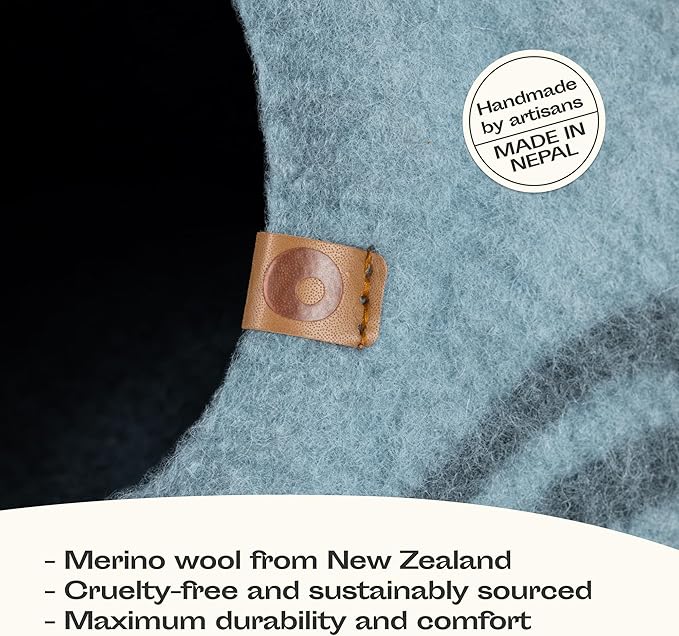 Cat Cave - Merino Wool Bed for Indoor Cats (Aquamarine, Medium) | Cat Bed Enclosure, Premium Felt, Handmade, Super Soft, Lightweight, Breathable, Adjustable Shape