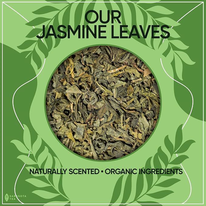 Organic Jasmine Green Loose Leaf Tea | Fragrant Chinese Green Tea Scented with Jasmine Blossoms | USDA Organic | 8oz Bulk Bag | Floral & Smooth | Hot or Iced | Non-GMO