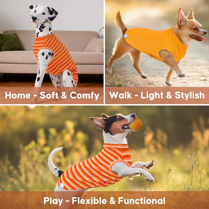 KYEESE 2Pack Waffle Dog Shirt for Small Dogs Striped Dog Sweater Tank Top | Cozy Warmth, Lightweight & Breathable, Gentle on Sensitive Skin, Stretchy & Free to Move, Comfortable Daily Wear