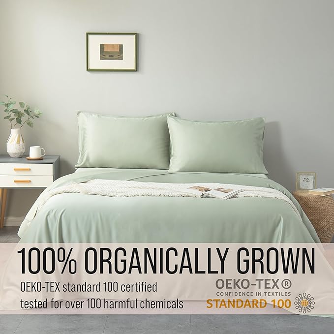Bella Coterie Luxury Bamboo Viscose Split King Size Sheet Set | 2 Fitted Sheets for Sleep Number & Adjustable Beds | 100% Organically Grown | Cooling & Ultra Soft | 18” Deep Pocket [Sea Glass]