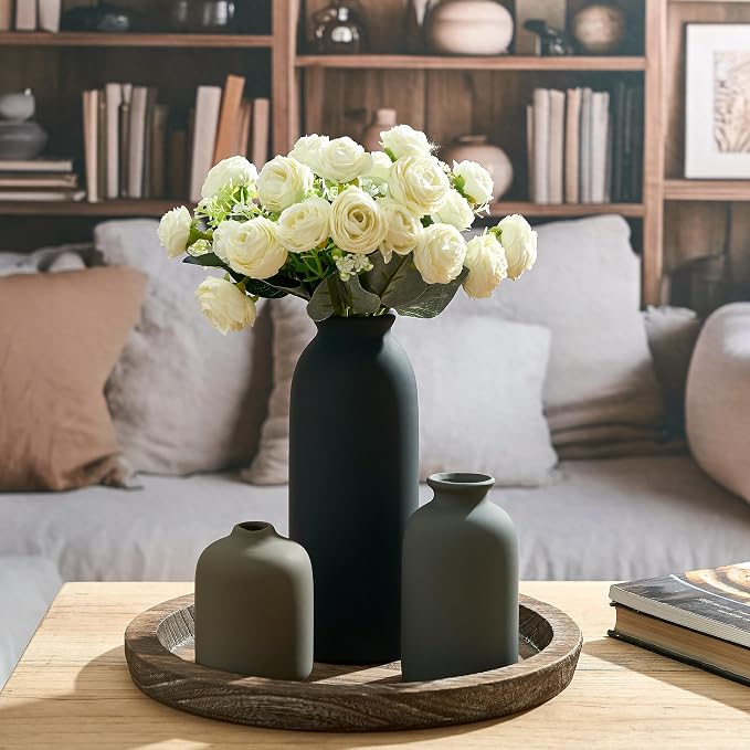 Ceramic Vase Set of 3, Decorative Nordic Minimalist Vases Home Decor for Living Room Kitchen Bedroom Entryway Mantel Table, Modern Decor for Bouquet Pampas Grass Dried Fresh Flowers- Multicolor