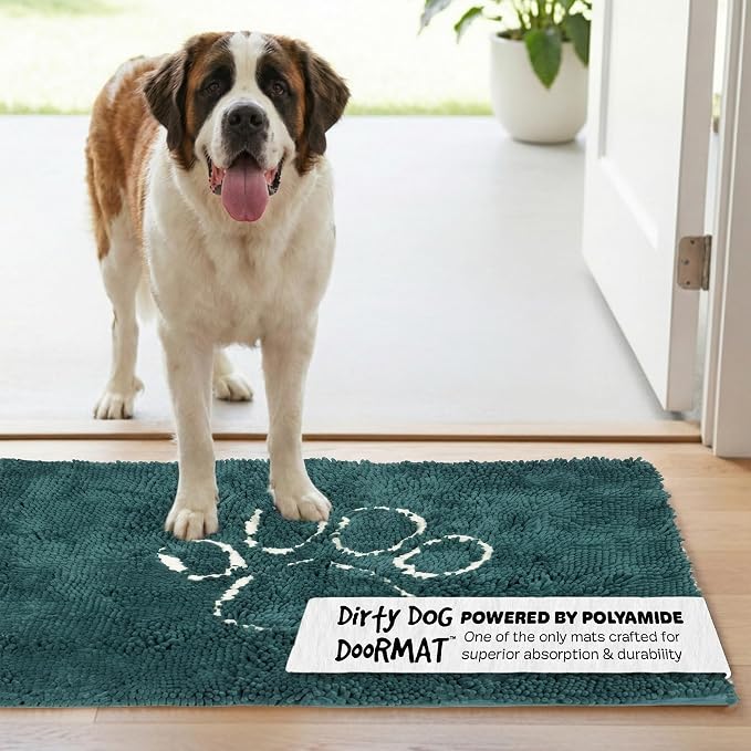Dog Gone Smart Dirty Dog Doormat - Fast Drying Rug with Super Gripper Backing for Clean Floors - Super Absorbent and Machine Washable Mat for Muddy Paws - Petrol | Fast Drying Rug with Super Gripper Backing for Clean Floors - Absorbent Microfiber and M...