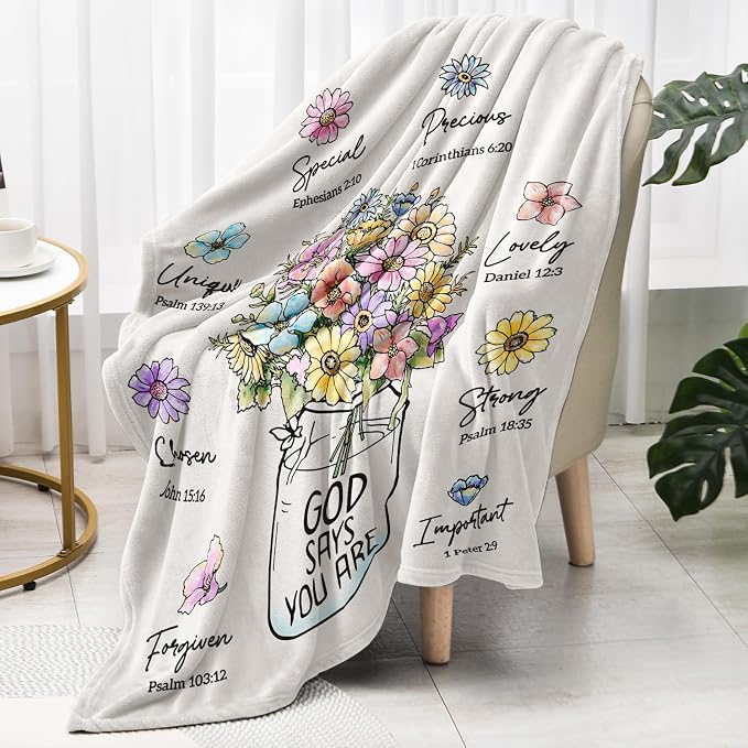 Christian Religious Gifts for Women, Christmas Birthday Gifts for Women | Baptism Communion Inspirational Catholic Faith Gifts for Sister Daughter Girls Her Mom Friend, Soft Throw Blankets 50''x 60''