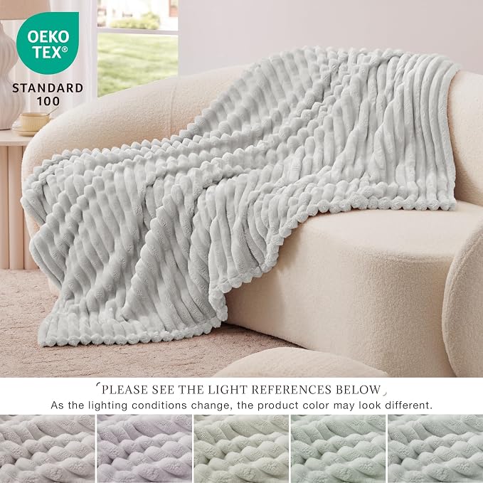 EXQ Home Gentle Soft Fleece Throw Blanket – Cozy Lightweight Blanket for Couch Bed – All-Season Warm Fuzzy Flannel Blanket for Women Mom Her – Gifts for Birthday(50"x60",Light Grey)