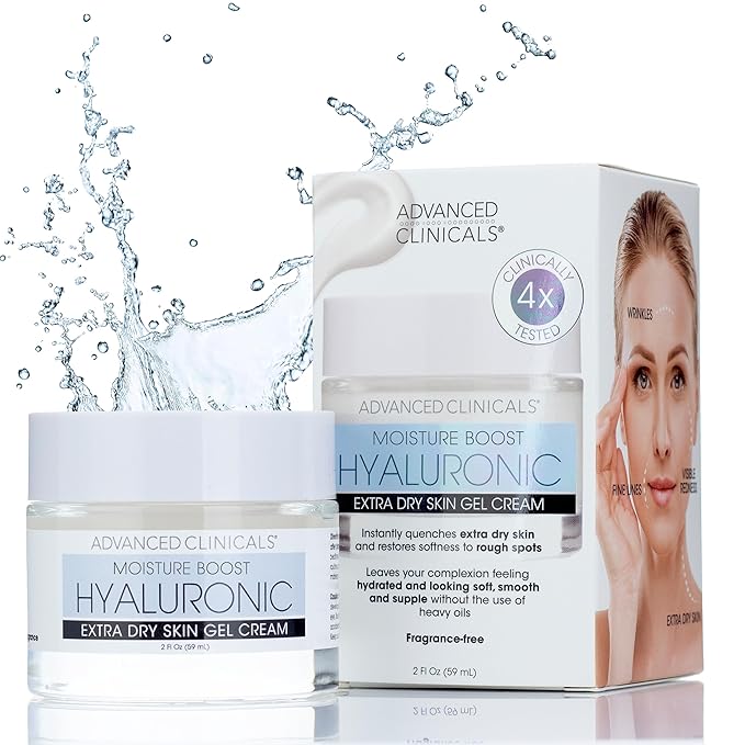 Advanced Clinicals Hyaluronic Acid Moisturizer Gel Face Cream W/Vitamin E + B5 | Hydrating & Vitamin C Face Lotion Hydrates Dry Skin & Improve Look Of Wrinkles & Fine Lines, 2 Fl Oz