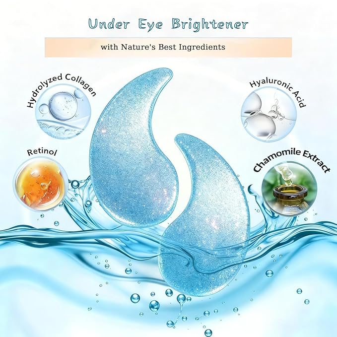 Under Eye Patches Masks-60 PCs for Dark Circles, Puffy Eyes, Fine Lines, Wrinkles, Eye Bags Treatment with Collagen & Hyaluronic Acid - Day & Night Skin Treatment Pads,Moisturizing and Hydrating