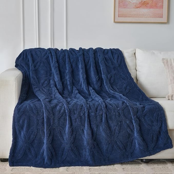 Navy Throw Blanket - Soft & Fluffy Fleece, Cute & Aesthetic, Perfect for Sofa, Couch, Chair, Bed, Living Room & Bedroom, All-Season Use, Plush & Cozy Decorative 50x60 Inch Blanket