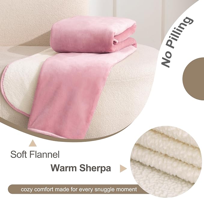 gogobunny Waterproof Bed Blanket, Reversible Sherpa Fleece Throw Blanket for Dog Puppy Cat, Furniture Cover Protects Bed Couch Sofa from Liquid Pee and Pet Fur (Pink, 25x35 inches)
