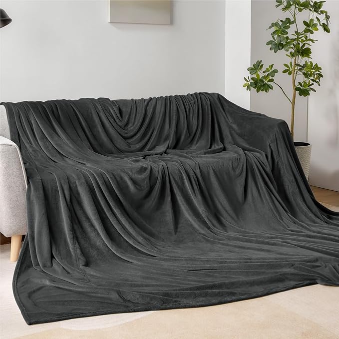 BEDELITE Fleece Blanket Soft Oversized Bed Blanket Charcoal Grey 120"x120" | Ultra Soft Plush Fleece, Lightweight Warmth, All Season Comfort, Fade Resistant, Machine Washable, Perfect for Sharing