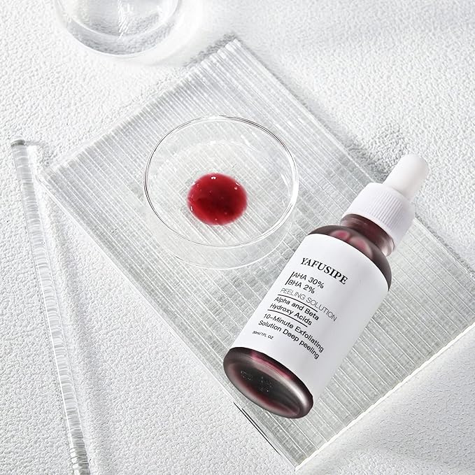 AHA 30% + BHA 2% Peeling Solution Exfoliating Chemical Skin Peel for Face at Home Facial Mask Red Peeling BHA Liquid Exfoliant Acid Peels Salicylic Acid Exfoliators Acid Peel for Face 1Floz