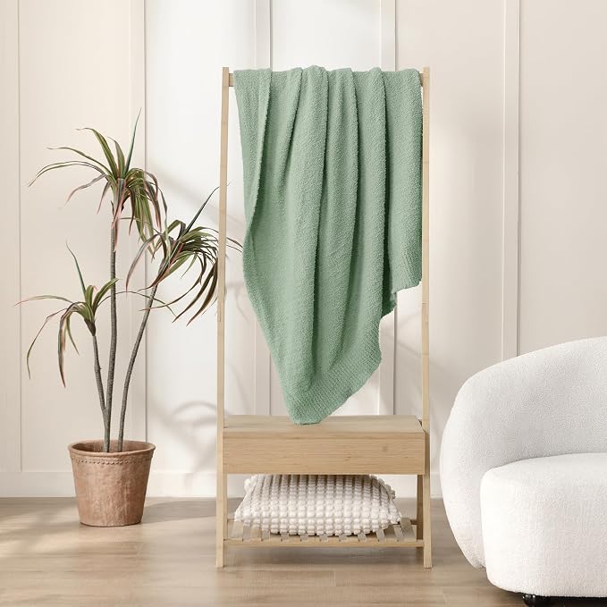 Throw Blanket for Couch Super Soft Blankets for Bed Comfy Cozy Blanket Knit Fuzzy Plush Fleece Blanket Gift for Women Lightweight Blanket for Living Room Sofa 50 x 60 Inches Sage