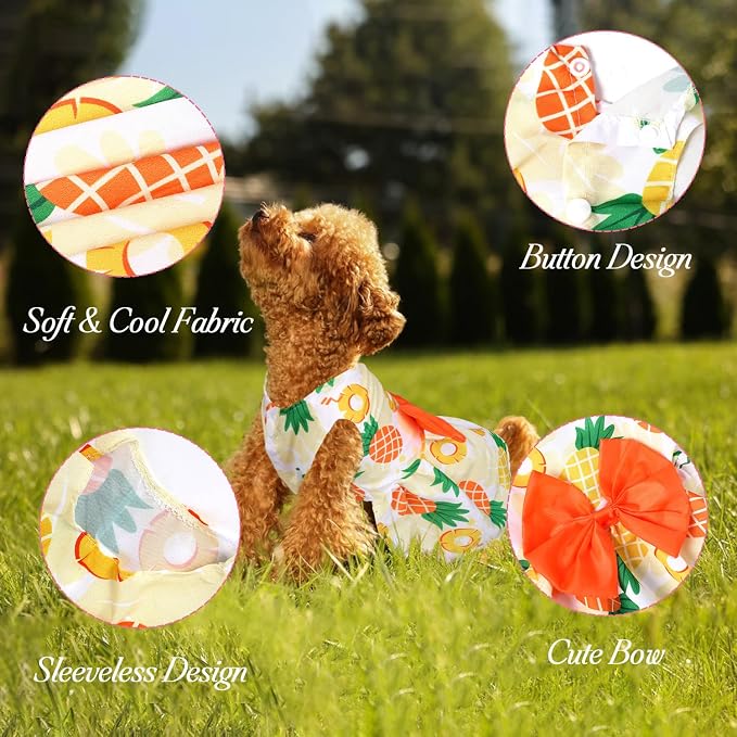 5 Pack Girl Dog Clothes Floral Summer Puppy Princess Bowknot Dog Dresses for Small Dogs Girl Clothes Cute Outfits for Boys Girls Pets Cats Dogs