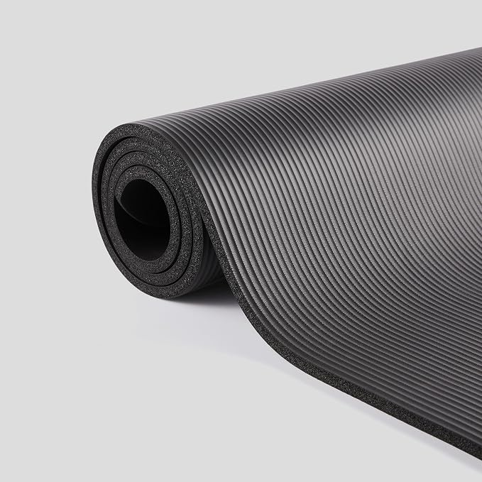 Phoenix Fitness NBR Yoga Mat - 15mm Extra Thick Exercise Mat with Carry Strap - Non Slip Yoga Mat for HIIT, Exercise & Pilates for Men and Women - Black or Pink