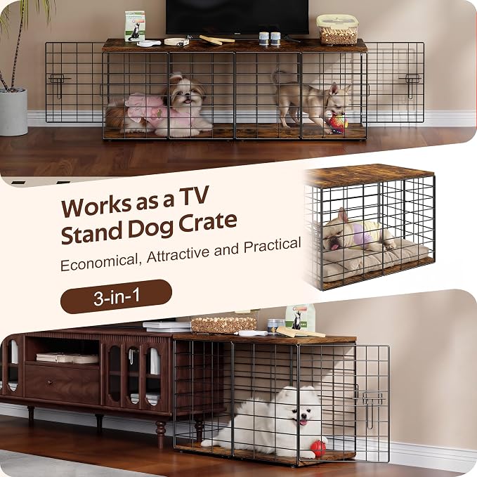 24in Extra Small Dog Crate Furniture, Indoor Kennel End Table under 10 lb，Stylish Durable Indoor Dog Kennel with Storage Top & Secure Lock, Decorative Pet Cage for Chihuahua Yorkie & XS Dog