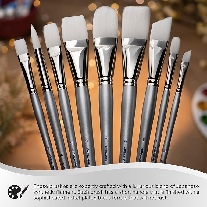 Silver Brush Limited 1500 Silverwhite Round Brush, Watercolor, Acrylics, Gouache, or Oil Brush, Size 4, Long Handle
