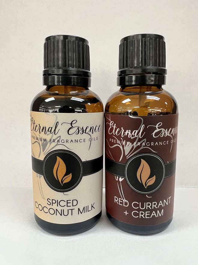 Eternal Essence Oils 2 Pack 30ml Premium Fragrance Oil - Spiced Coconut Milk & Red Currant & Cream - for Candle, Soap Making, Aromatherapy, Diffusers, Home Care, & Humidifiers