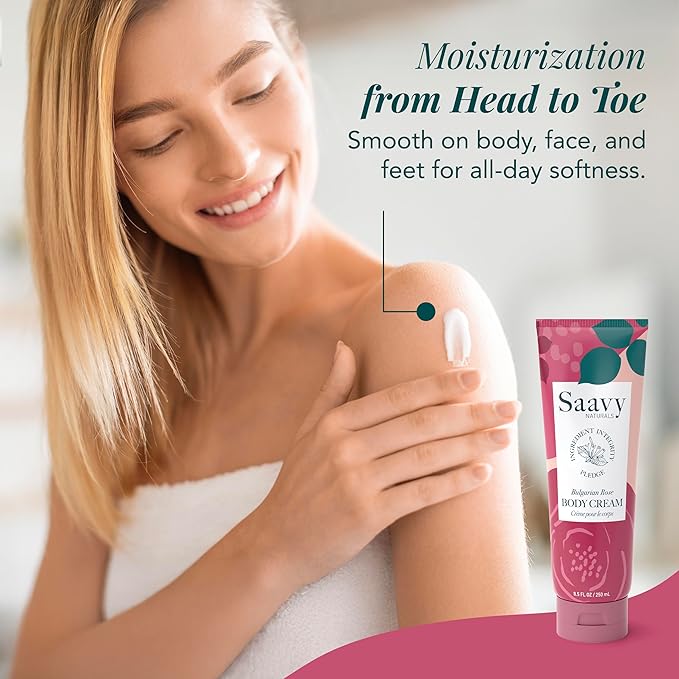 Saavy Naturals Deeply Hydrating Body Cream for Dry Skin – Nourishing Shea Butter, Plant-Based & Sustainably Sourced – Bulgarian Rose – 8.5 fl oz, 2 pack