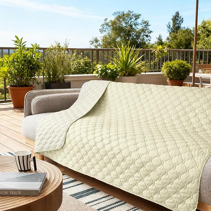 gogobunny Waterproof Dog Blankets for Large Dogs, Pet Bed Cover Breathable | Washable Pee Pads, Quilted Throw Blanket, Furniture Protector for Couch Sofa Bed Car, 82x82 Inch Dark/Light Cream