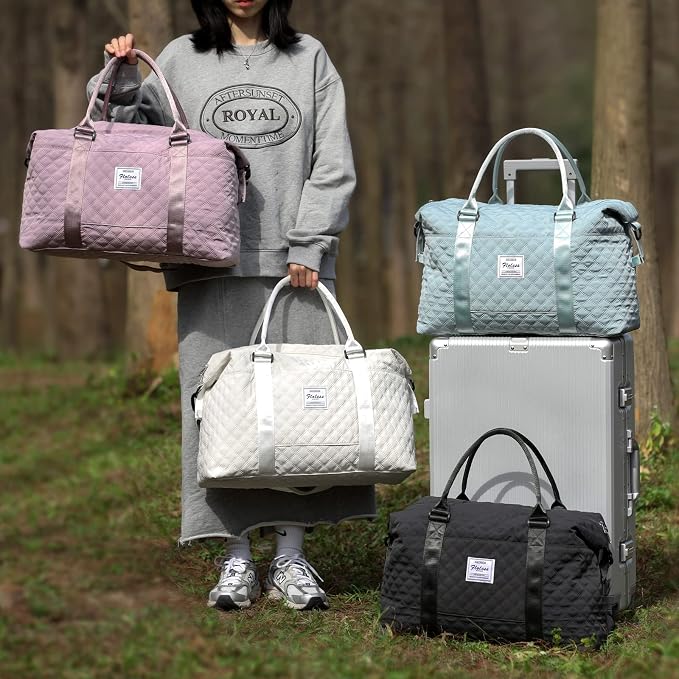 Travel Duffel Bag, Carry On Overnight Weekender Bags for Women | Travel Bag with Wet Pocket & Trolley Sleeve, For Spirit Airlines 18x14x8 Personal Item Bag